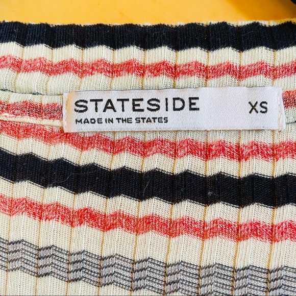 Stateside Red White and Blue Short Sleeved Striped MIDI Maxi Raw Edge He… - Picture 5 of 7